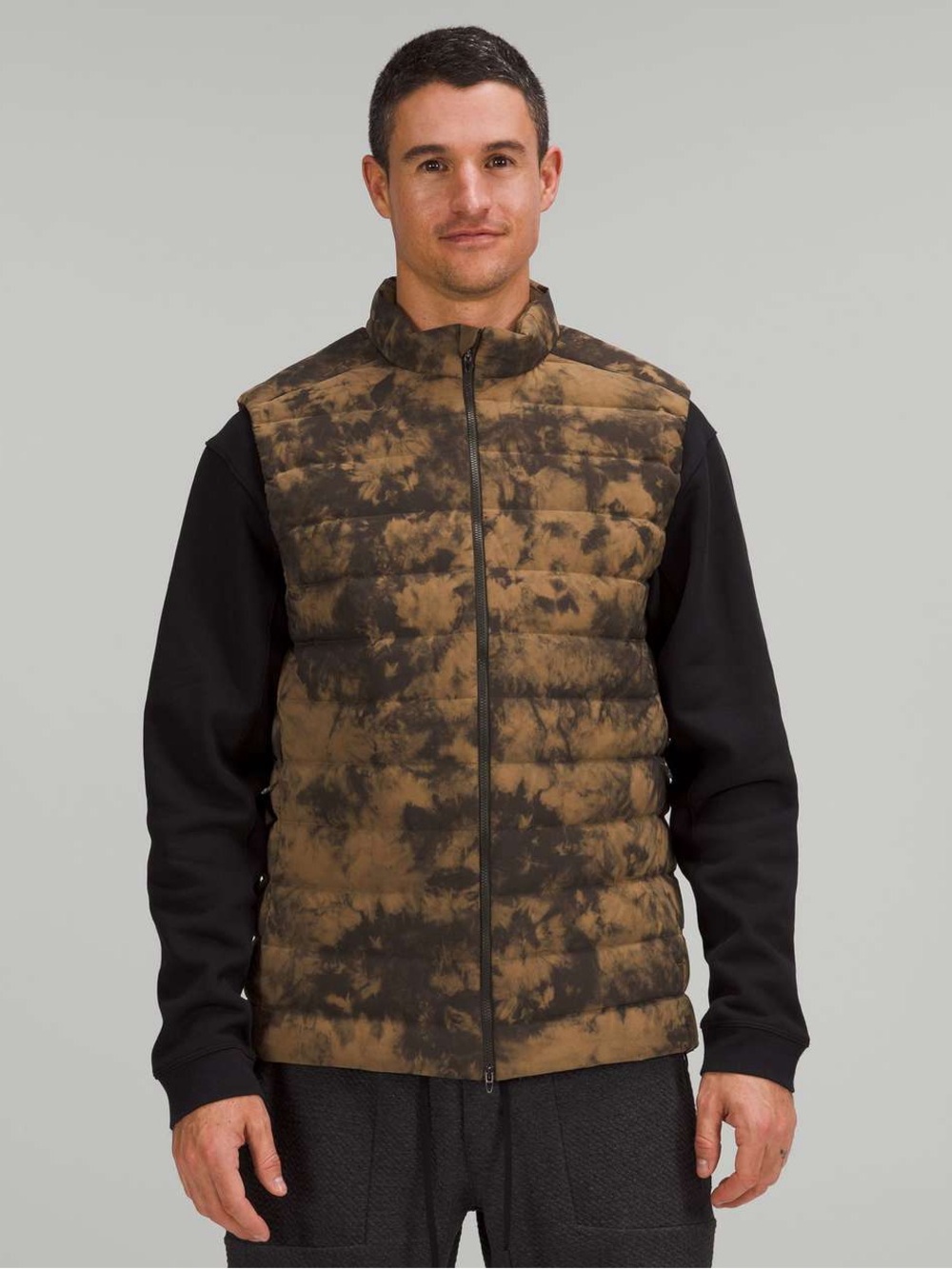 lululemon athletica Men's Black and Brown Tie-Dye Quilted Vest